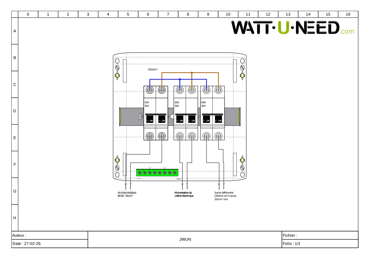 Schéma de câblage coffret limiteur 63A
